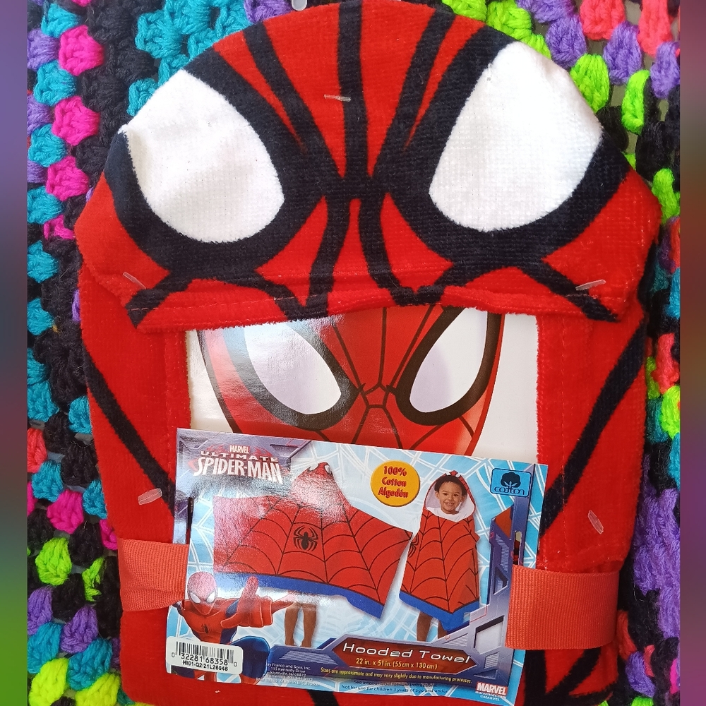 NEW Kid's Marvel Spiderman Hooded Towel